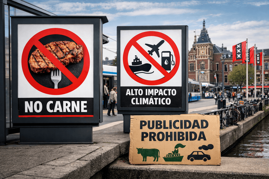 Esta ciudad prohibirá la publicidad de carne y de combustibles fósiles en espacios públicos